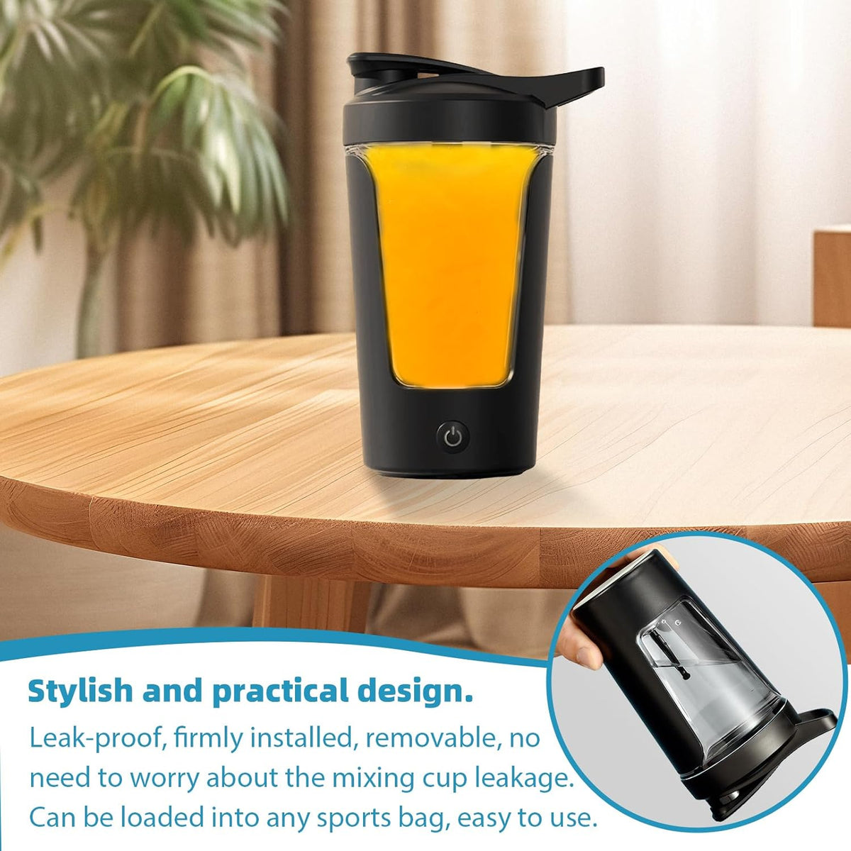 Electric Protein Shaker, 450 ml, USB Rechargeable Automatic Mixer, BPA Free