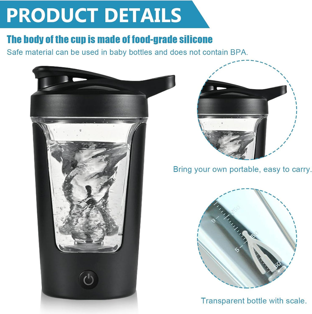 Electric Protein Shaker, 450 ml, USB Rechargeable Automatic Mixer, BPA Free