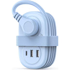 ORICO 5-in-1 Compact Travel Power Strip, Cruise Ship Approved with 2 AC Outlets & 2 USB Ports (1 USB-C Charge), 3.7ft Cord - Ultra-Portable for Cruise, Hotel, Dorm,Office(Blue)