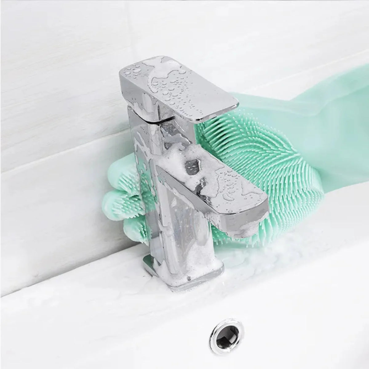 Silicone Dish Washing Gloves – Non-Slip Waterproof Scrubber Gloves for Kitchen Cleaning