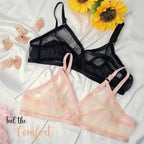 Padded & Non-Wired Full Net Transparent Bras