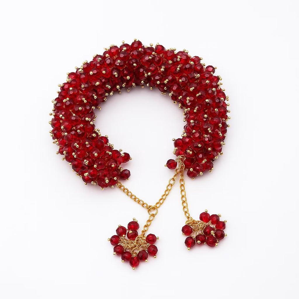 Red Crystal Beads Gajra Bracelet – Stylish Gajra Bracelet for Girls.
