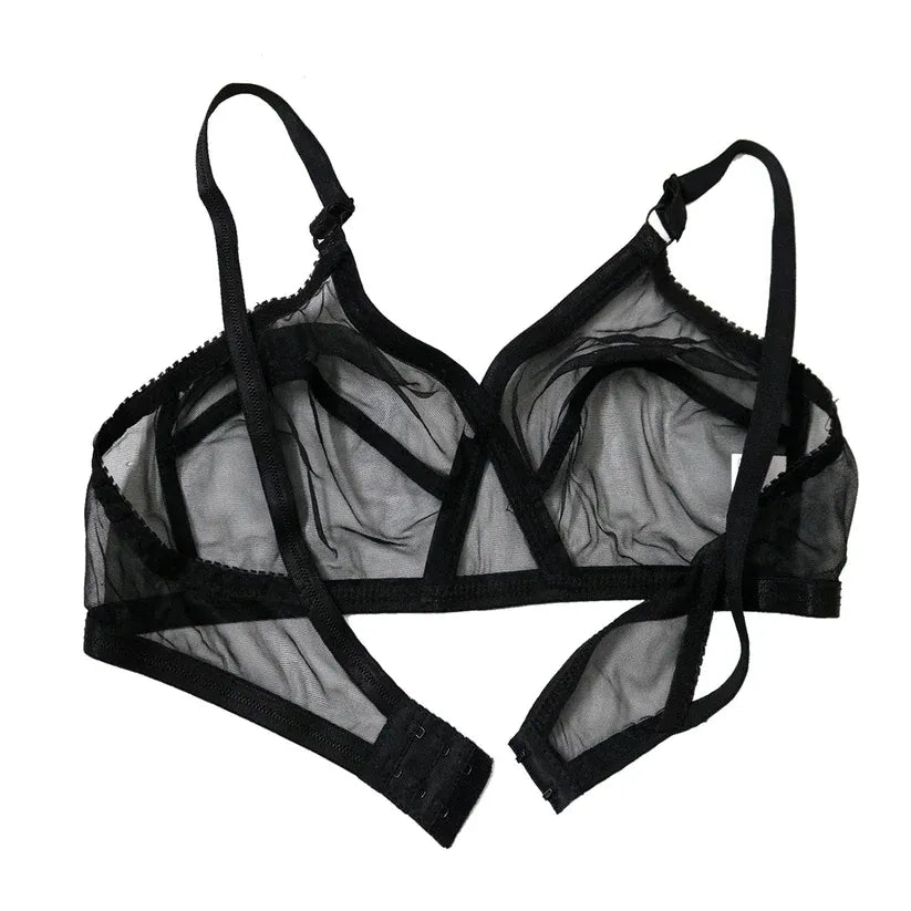 Padded & Non-Wired Full Net Transparent Bras